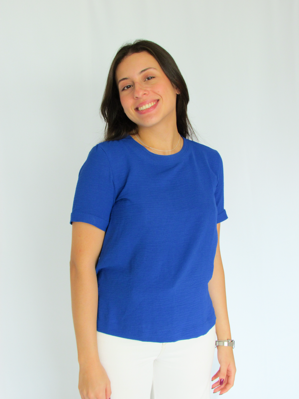 Blusa Azul Renner P - 100% polliester - manga curta
